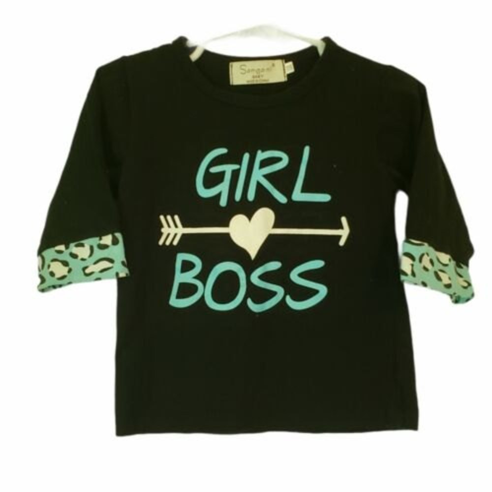 Samgami Baby Girls Black Girl Boss 3/4 Sleeve T-Shirt 100 cm /3T GUC